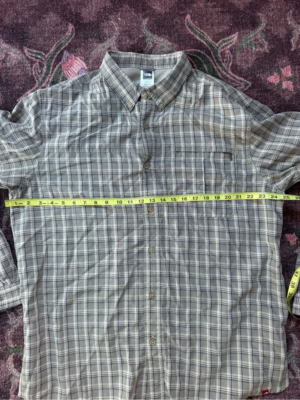 North Face Men’s Button-Down Plaid Lightweight Long Sleeved Shirt Top - Size XL